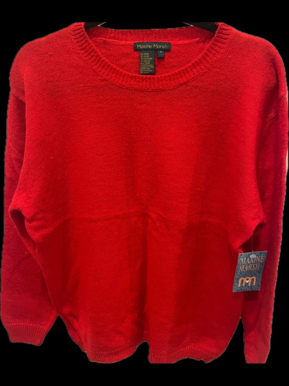NWT 90’s Red Maxine Marsh Vintage Hand-loomed Crew Neck Soft ladies Sweater QVC
